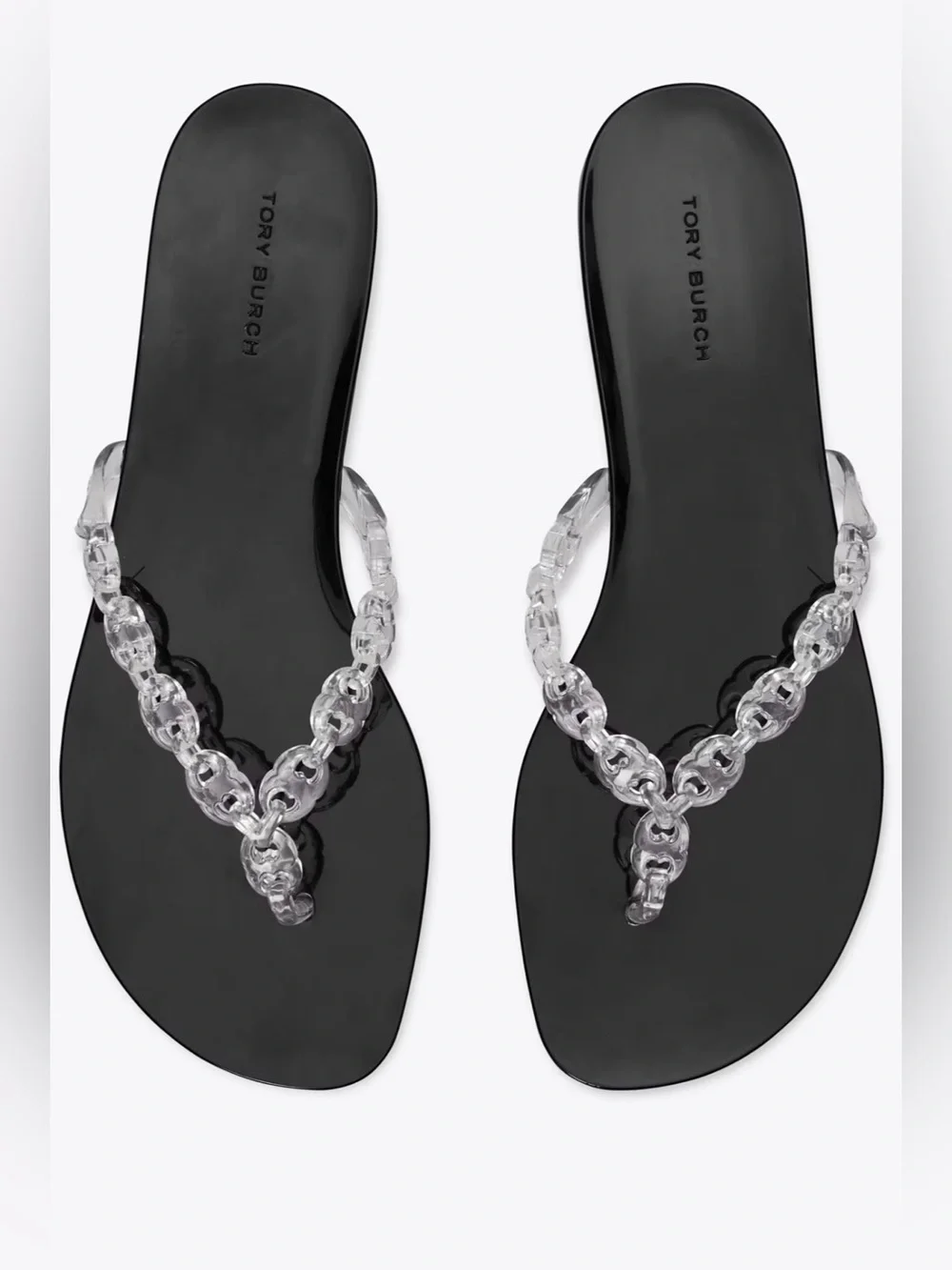 Tory Burch GEMINI LINK JELLY FLIP-FLOP in clear/black size 10 women’s shoes